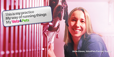 Amie Glaves, Vets4Pets Partner and face of Vets4Pets new Partner Marketing Campaign
