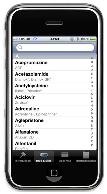 Screenshot of Formulary app