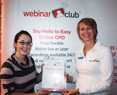 Katherine Torr (left), winner of the Lifetime Membership of Exotics Webinar Club receives her prize from Susie Coughlan, MD of CPD Solutions