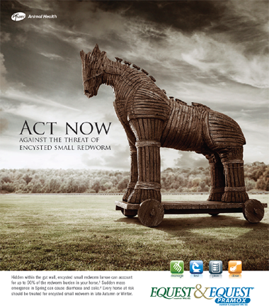 Print ad showing huge trojan horse