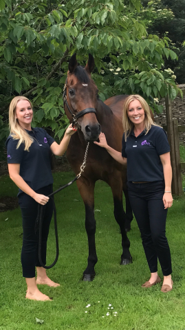 Victoria Dawson and Emma Jones with the stallion Royaldik who is currently standing at stud at BW Equine