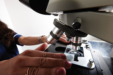 Close up of microscope