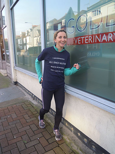 Ruth standing in running pose outside her practice