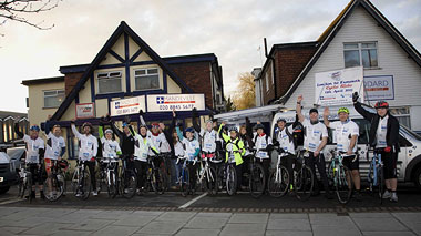The team at the start of the bike ride