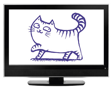 Cartoon cat shown on TV screen
