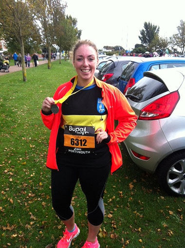 Lucy Millett with her finisher’s medal after the Great South Run