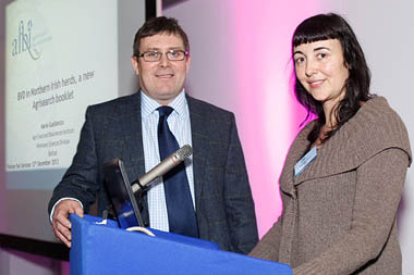 Gary McHenry, Chairman, AgriSearch Dairy Advisory Committee with vet Maria Guelbenzu of AFBI