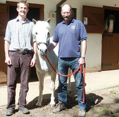 Nigel Hoppitt right with Charlie Mitchell and Mutley the Pony