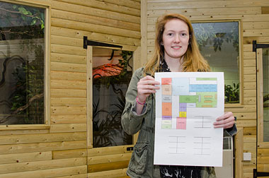 The winner, Alison Pilgrim, with her design