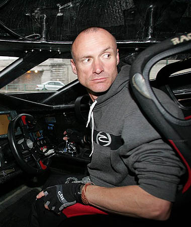 Pete inside the cockpit of his boat
