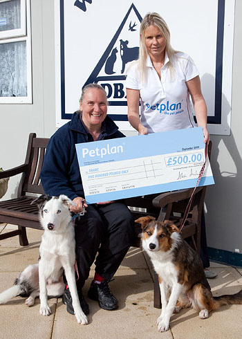 Petplan Business Developer Caron Lewis-Timmins, with Janet North, Centre Manager of the Diana Brimblecombe Animal Rescue Centre