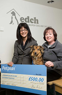 Rosemary Eggleston, Finance Manager of the Edinburgh Dogs and Cats Home with Carol Jones, Petplan Business Developer