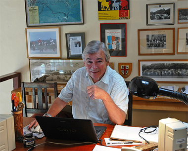 Professor Brian Perry working in his study in the Rift Valley