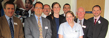 (L-R): Colin Mason, Christoph Mulling, Brian Pocknee, Jess Stokes, Jon Huxley, Sara Pedersen, Roger Blowey, Nick Bell.