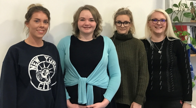 Left to right:  Zoe Colegate, Amy McPhail, Ashleigh Wood, Danielle Payne.