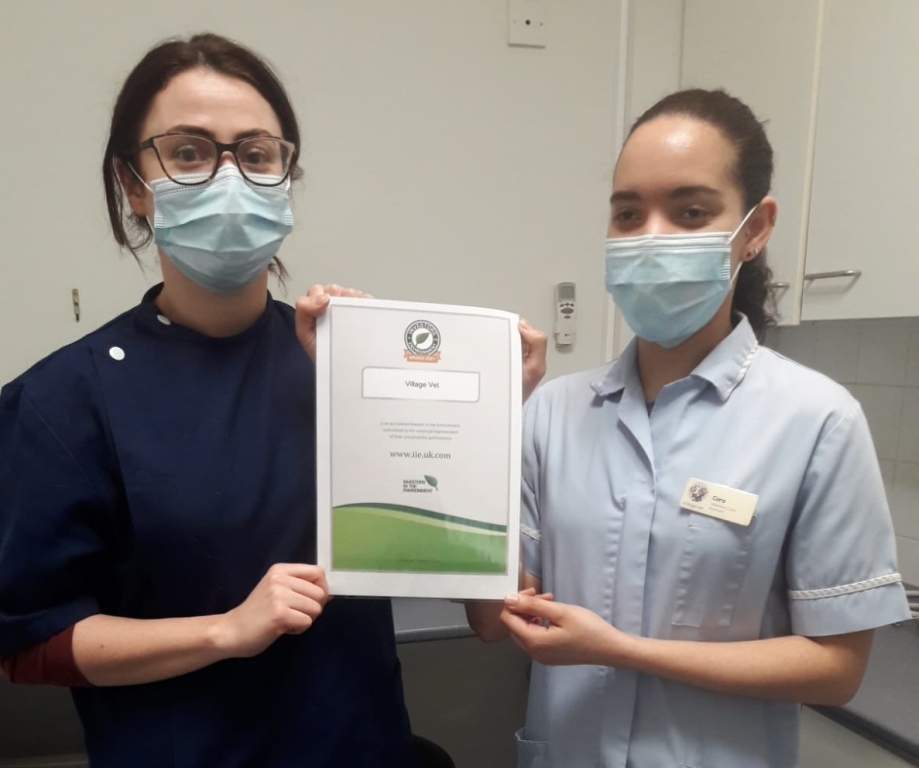 Sophie O’Connor and Cara Maryon from Village Vet, which has just received iiE bronze accreditation