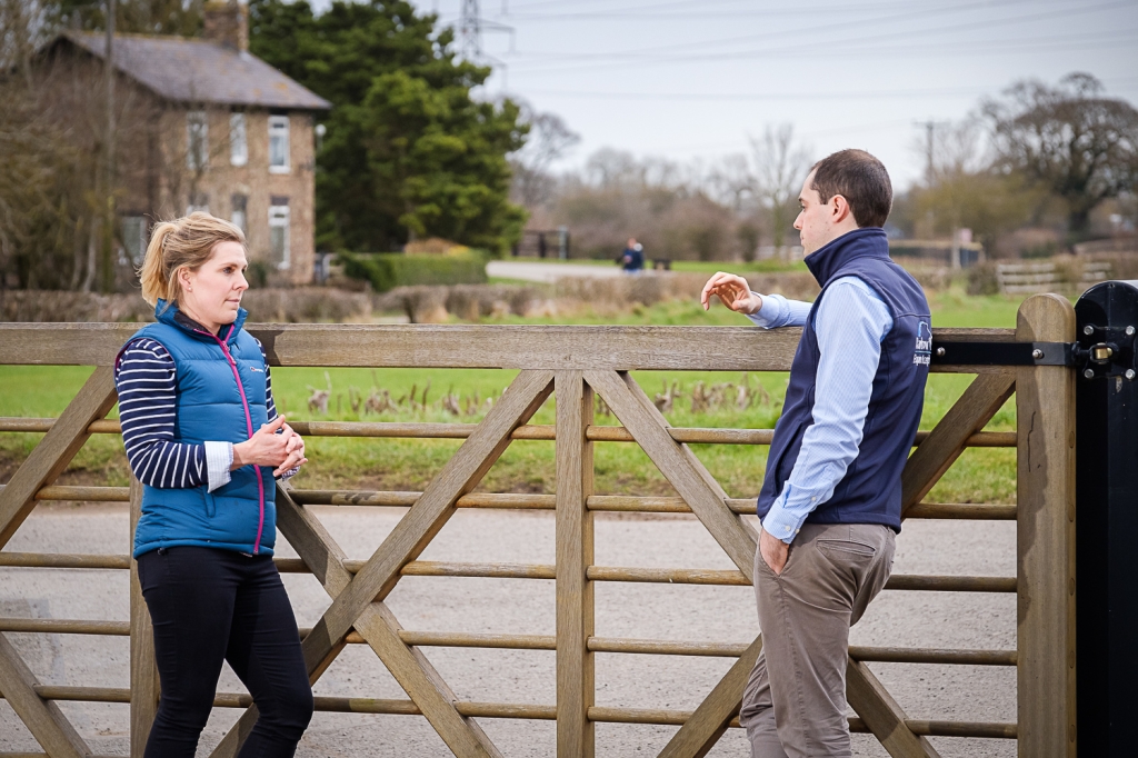 Holly Johnson from Hallmarq, talks to Jonathon Dixon from Rainbow Equine Hospital 