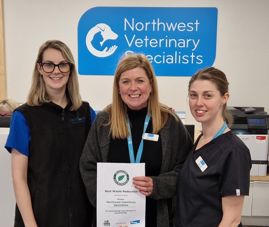 NWVS secures UK waste reduction award. Left to right: Lauren Buckley, Jenny Pearson and Lauren Bate.