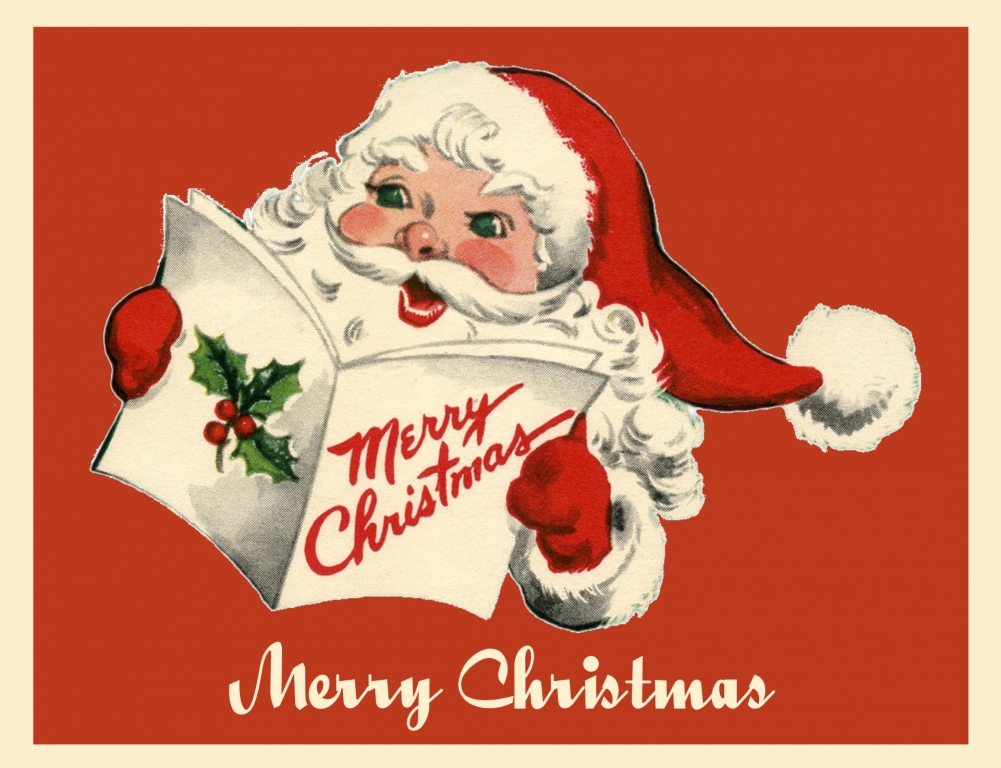 Christmas card with Santa on the cover