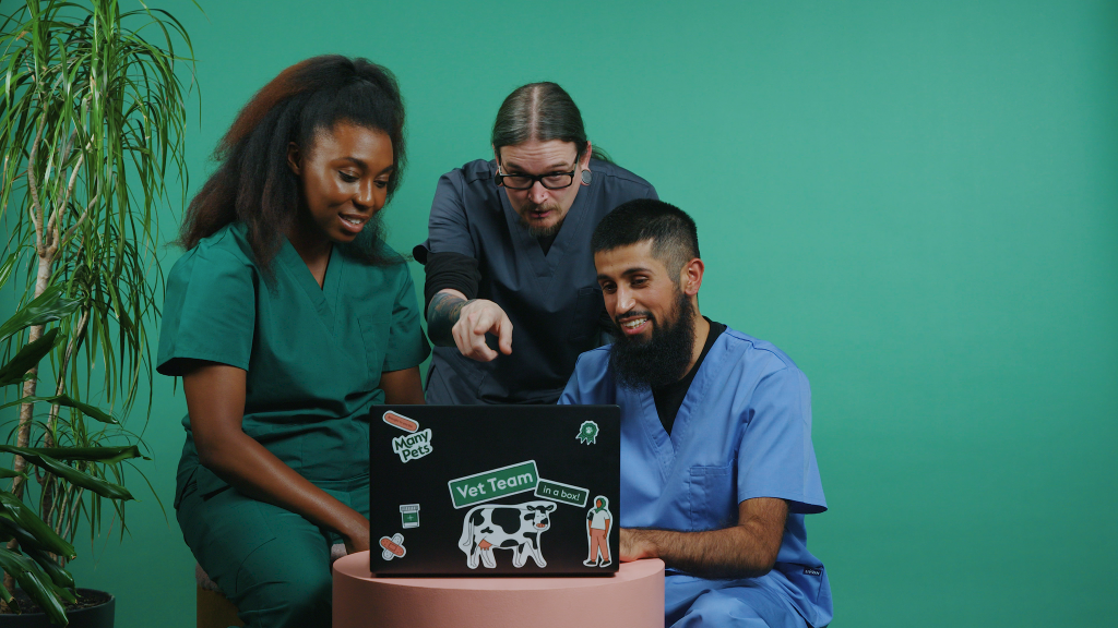 Vet Team in a Box participants Reanne McDonald, Craig Tessyman and Faheem Ilyas