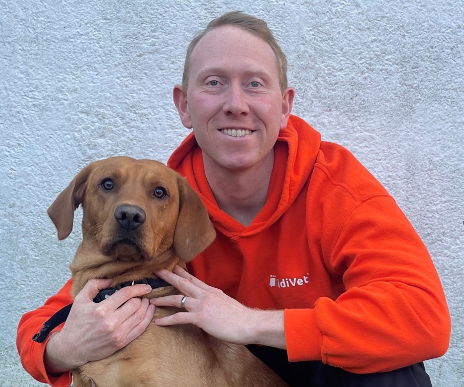 Ben Sweeney from VidiVet with his dog Oakley – a 15 month old fox red Labrador