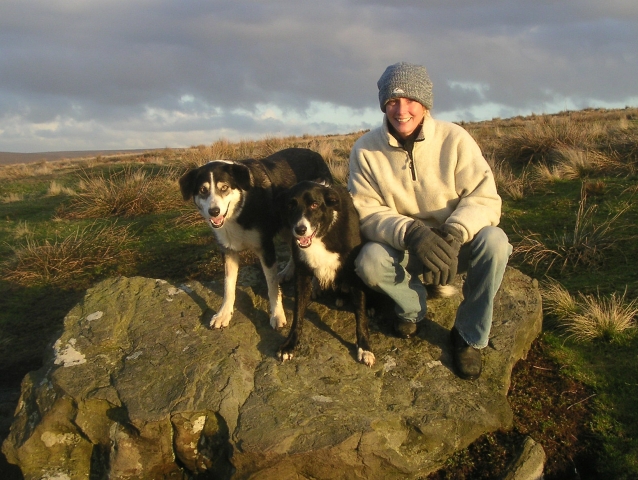 TV vet Emma Milne with her (deceased) dogs Pan and Badger. 