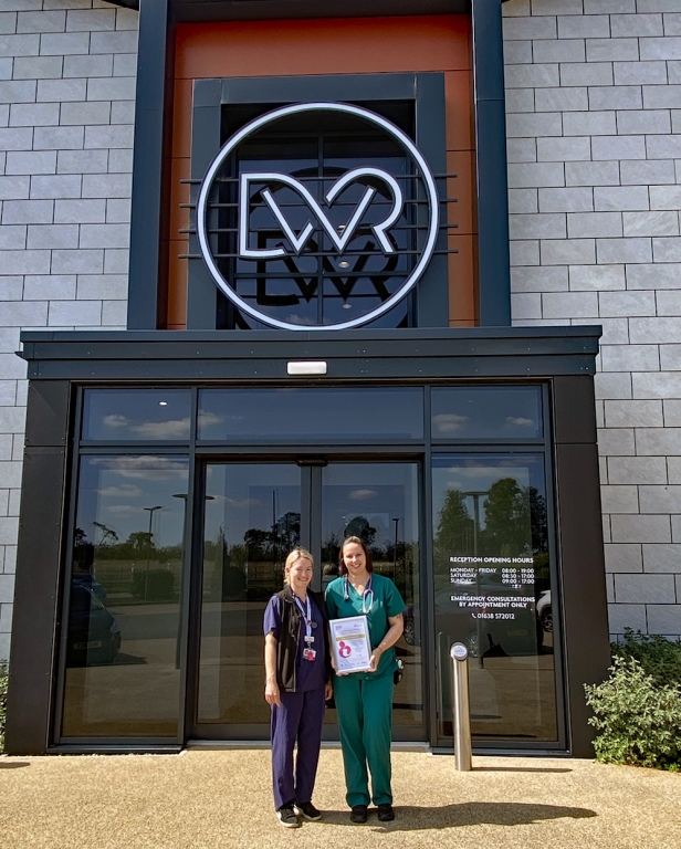 Gemma Baker (left) and Amy Harding outside DWR with the ISFM certificate