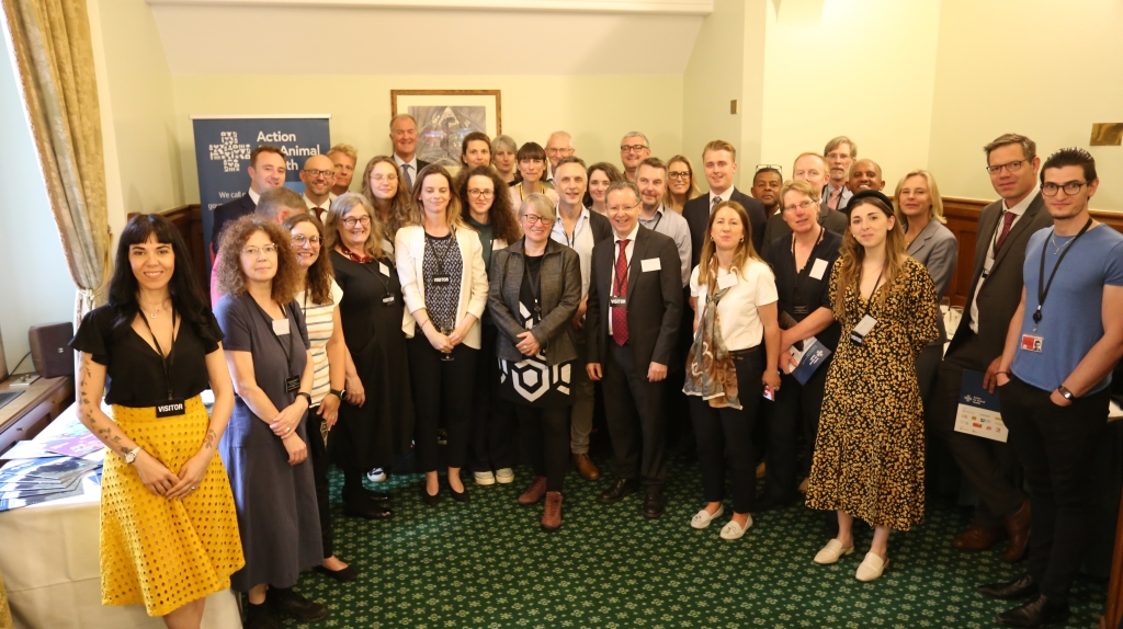 Action for Animal Health members and guests, including Dr Scott Miller and former Green Party, Baroness Natalie Bennett who sponsored the event. 