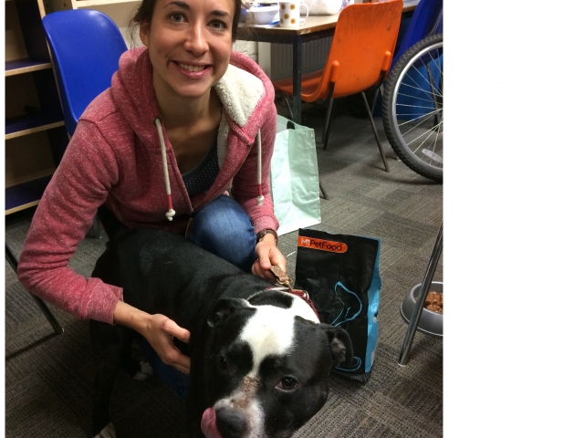 Victoria Cole with one of the dogs she health-checked during her visit to Lifeshare