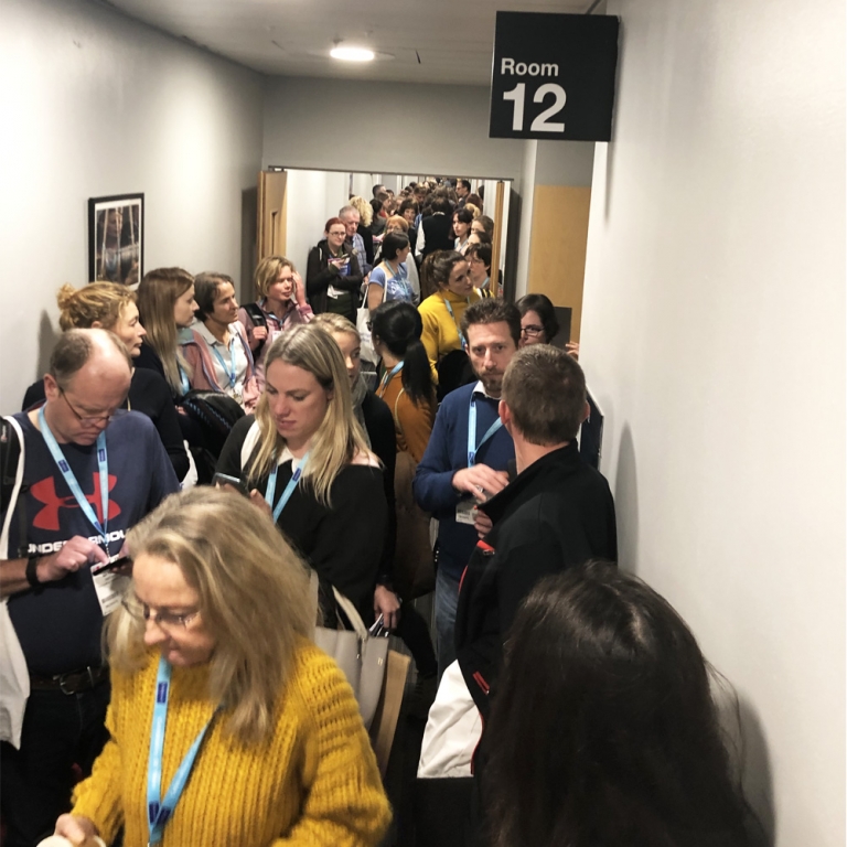 The queue to enter an IVC Referral event at this year's London Vet Show
