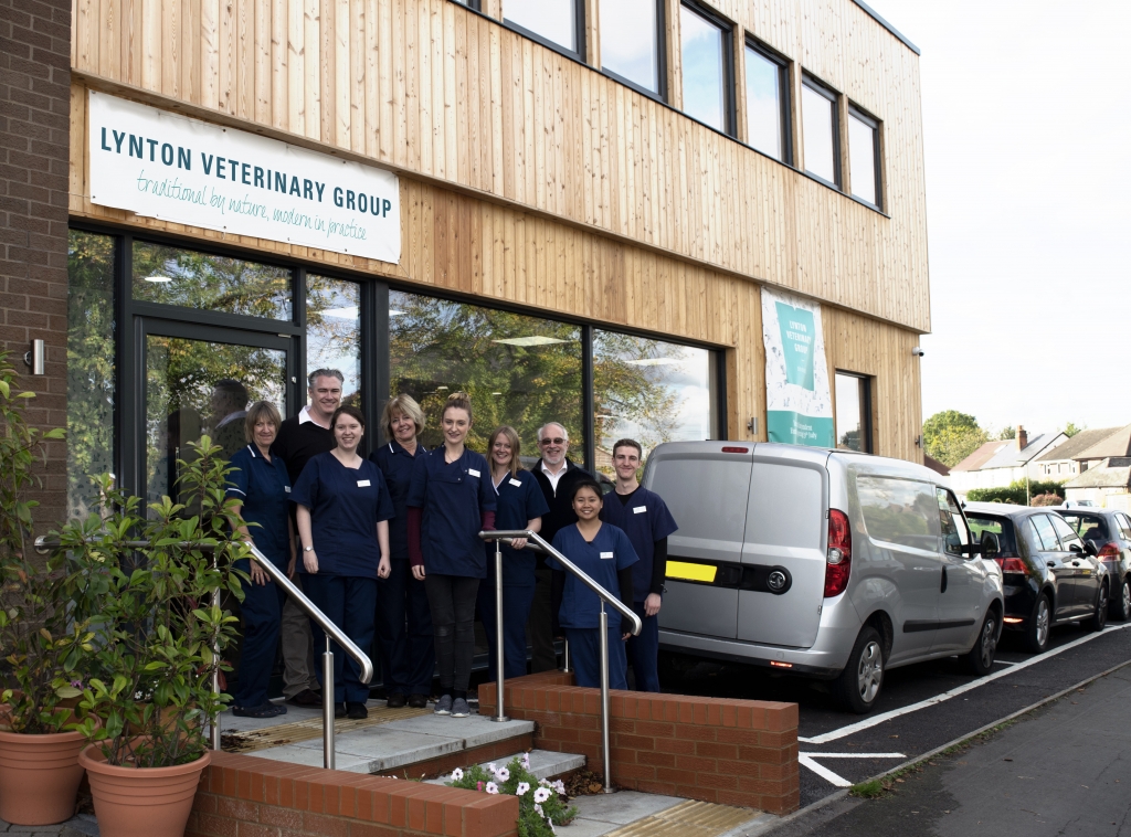 Lynton House Vets team members outside the newly built premises