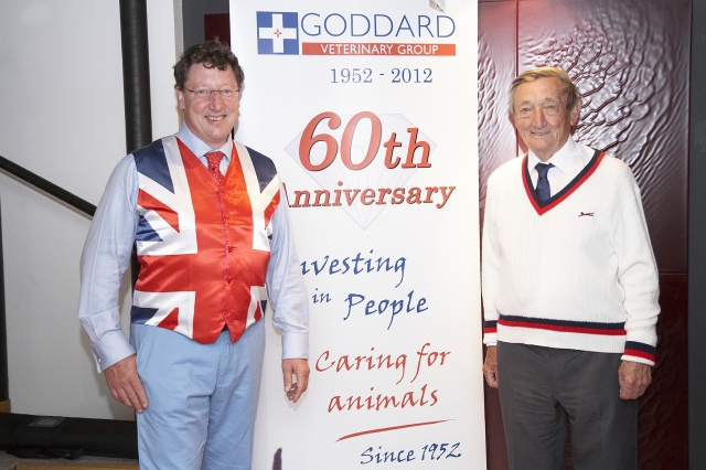 Arthur Goddard (right) with his son Philip at the 60th anniversary celebrations of Goddard Veterinary Group in 2012