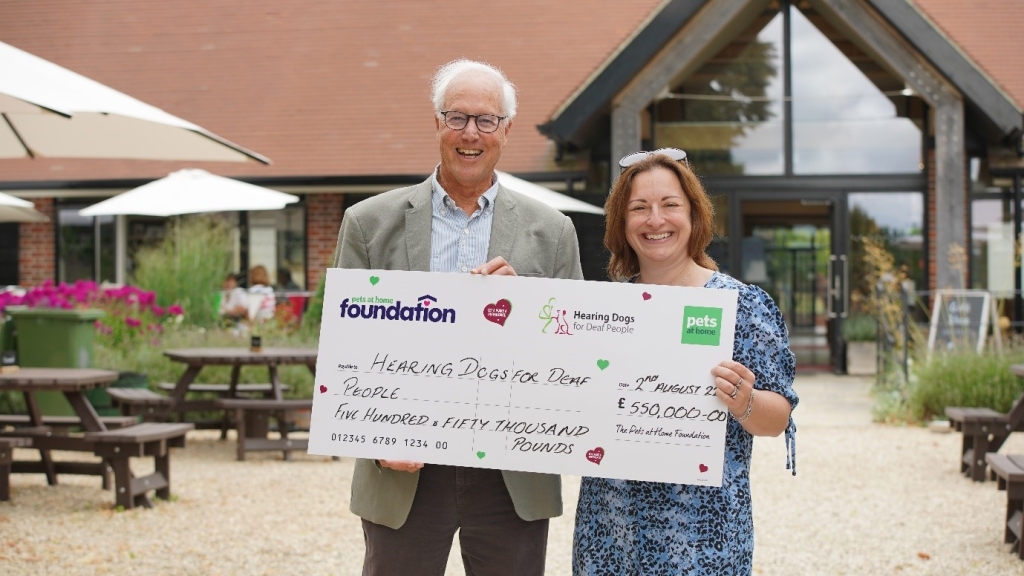L-R Dr Bruce Fogle, Cofounder and Trustee of Hearing Dogs for Deaf People and Lyssa McGowan, CEO of Pets at Home Group