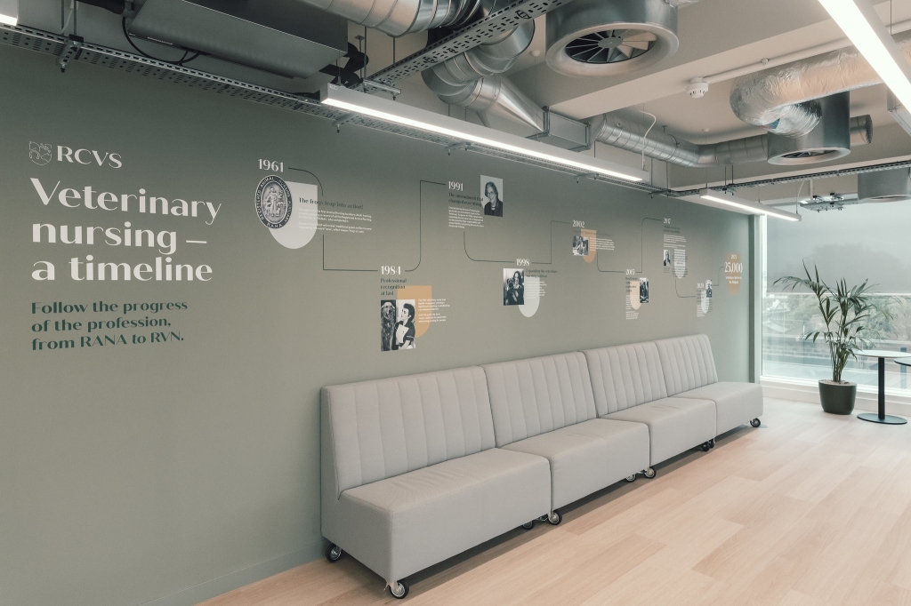 Photo showing interior waiting area with new branding