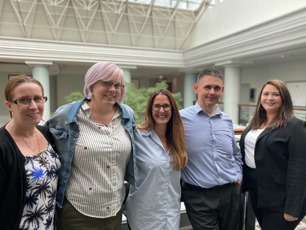 (l-r) Kerry Jackson, Gemma Mogridge, Claire Roberts, Neil Smith and Leanne Walker