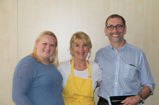 Virbac Bark-off winners Derek Attride and Vici Gower with Nancy Birtwhistle