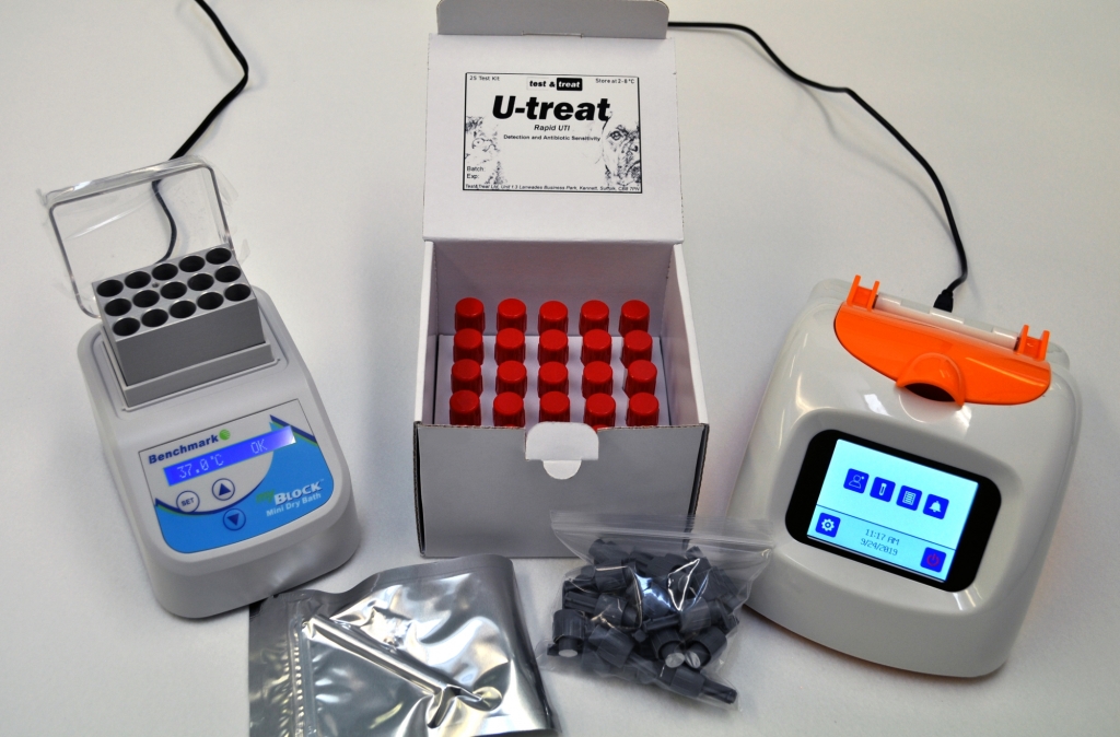 The bench-top luminometer and testing kit provide rapid patient-side diagnosis of urinary tract infection and antibiotic susceptibility. 