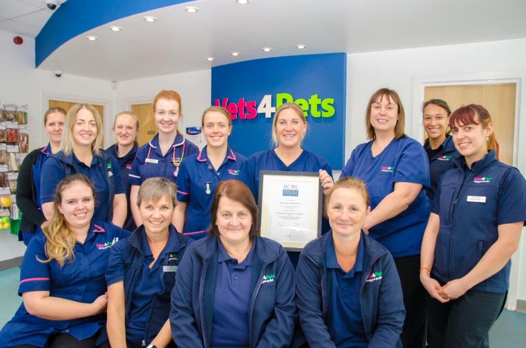 The Vets4Pets Northampton team with their RCVS certificate