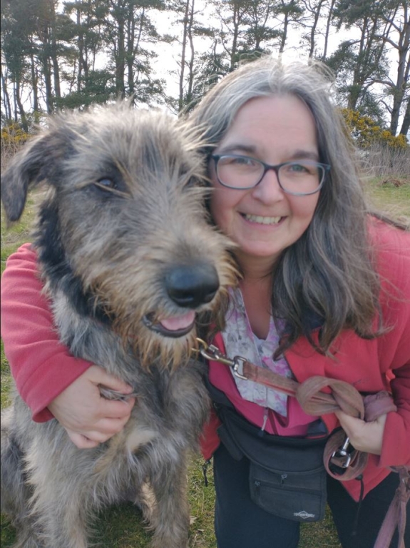 Dr Maura Lyons and Lichen Irish Wolfhound