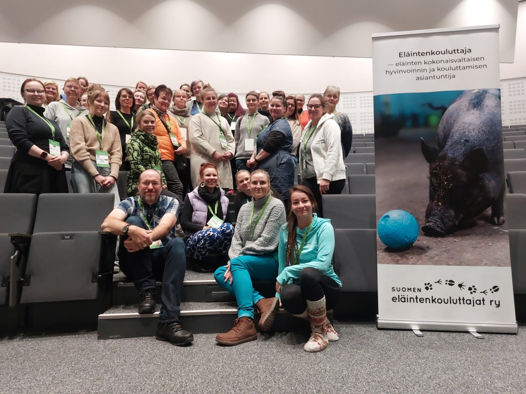 Animal Management group sitting on lecture hall steps