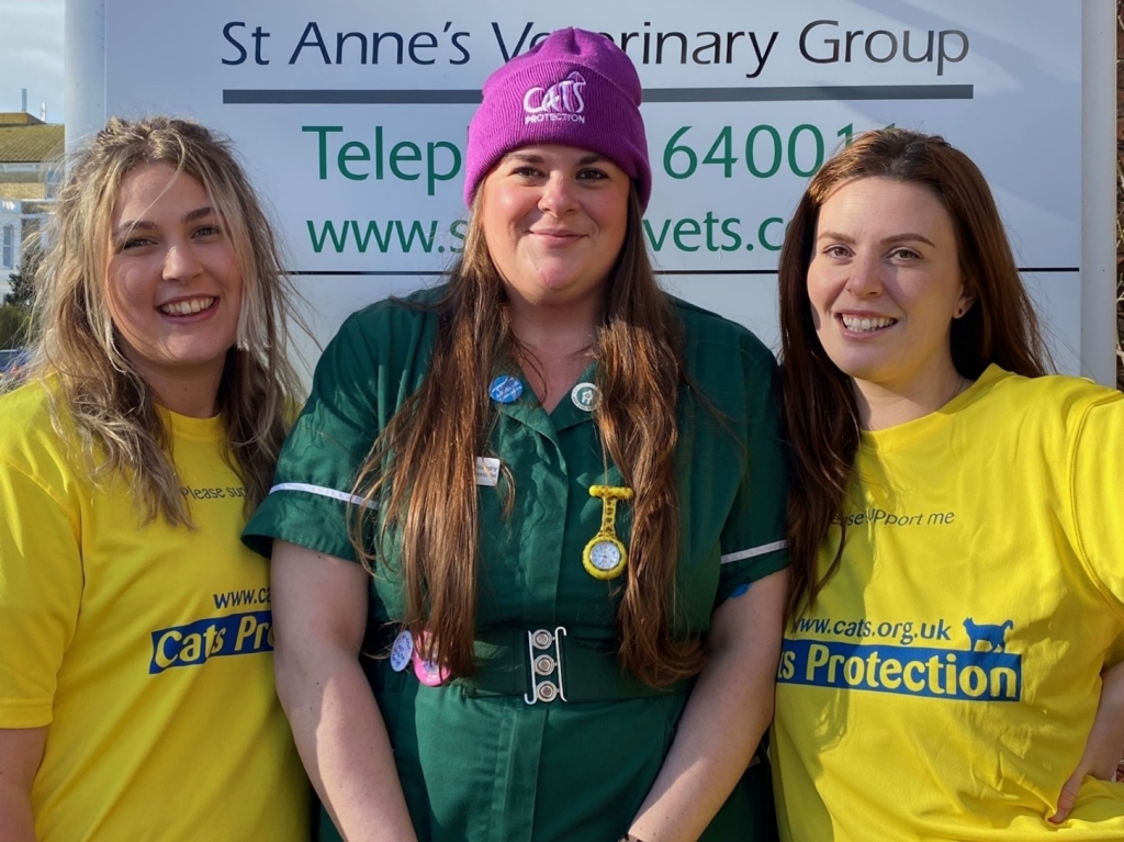 Pictured from left to right are Abigail, Menna and Jenny from St Anne’s Veterinary Group in Eastbourne. 