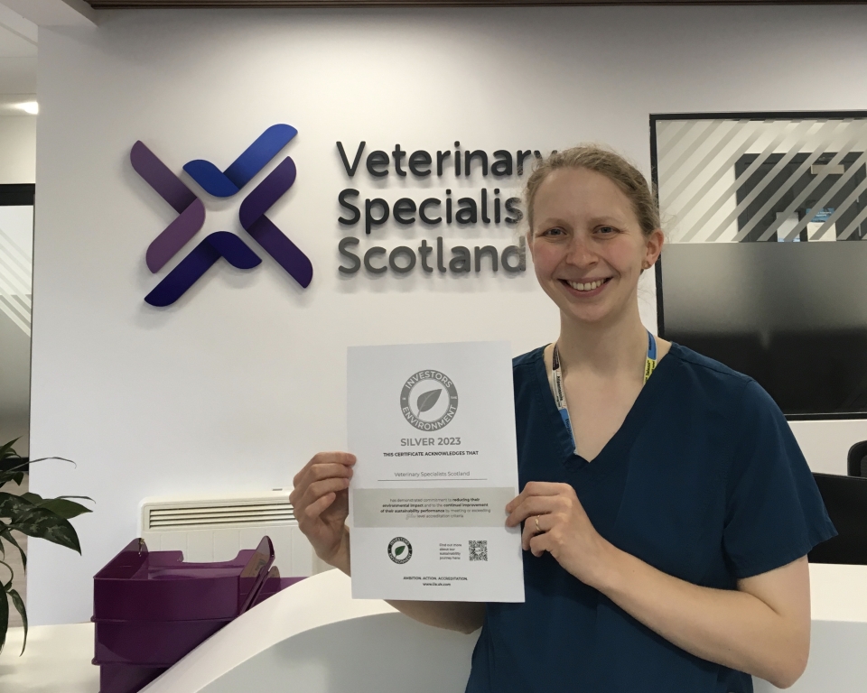 Veterinary Specialists Scotland has achieved Investors in the Environment (iiE) Silver accreditation.