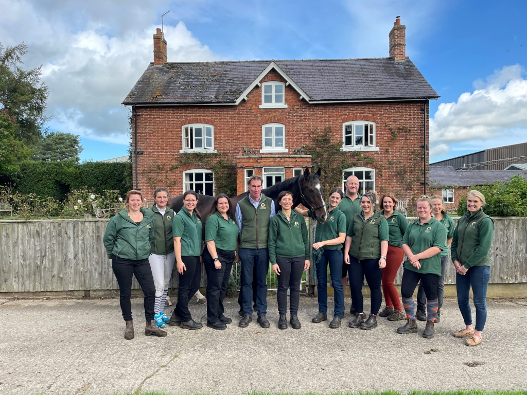 Last year's winning mare of the Twemlows Burghley Scholarship, Harry Meade's Cavalier Crystal, with the team at Twemlows
