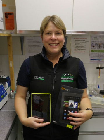 Lorna Buckley with her Kindle Fire