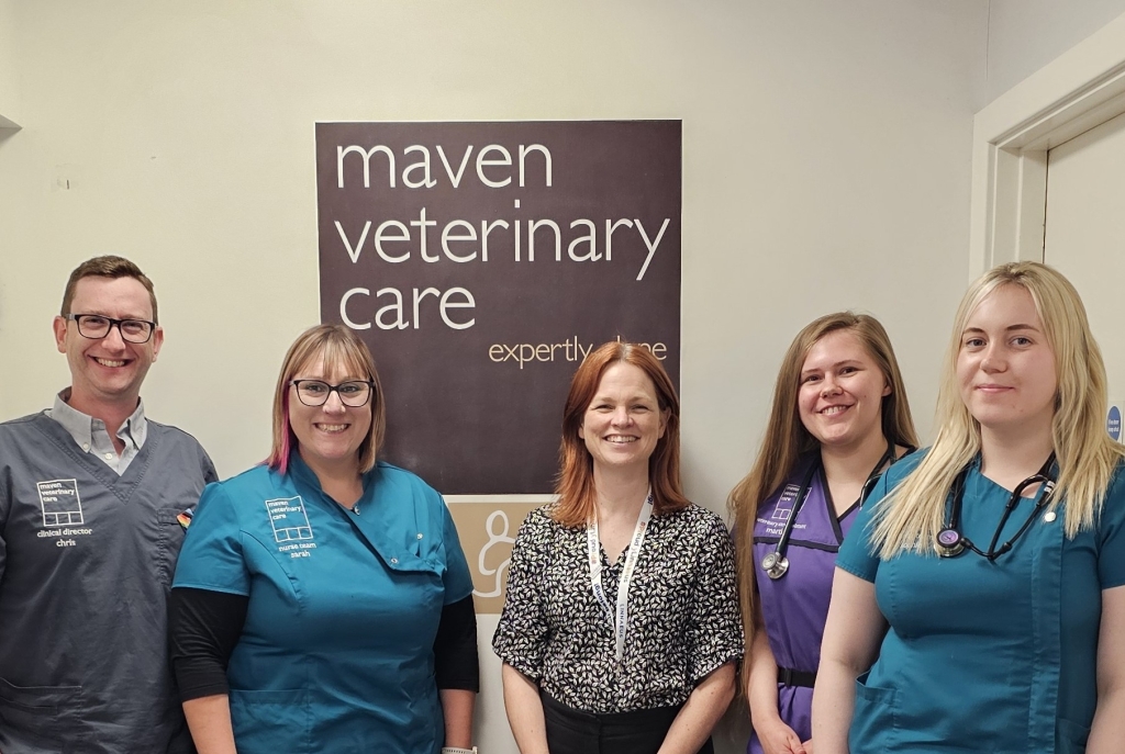 From left, Chris Turner, Sarah Brenan, Nicola Kerkhoff, Martine Rowley and Sophie Bates from Maven Veterinary Care in North Cheam in Surrey, which has been awarded a bronze accreditation by Investors in the Environment.