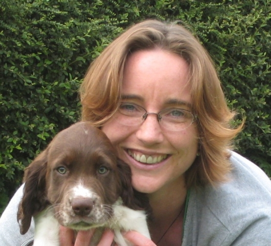 Clinical Director Kathryn Pratschke MVB CertSAS MVM Dip ECVS MRCVS and RCVS and European Specialist in Small Animal Surgery with her puppy Bran.