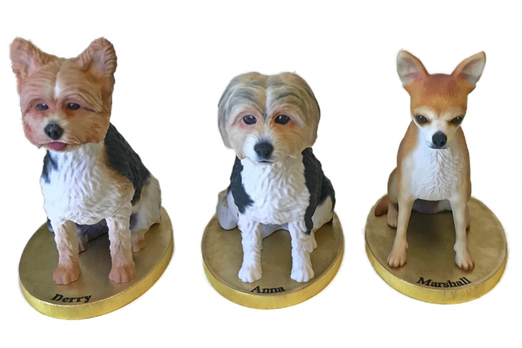 A selection of 3D pet sculptures. 