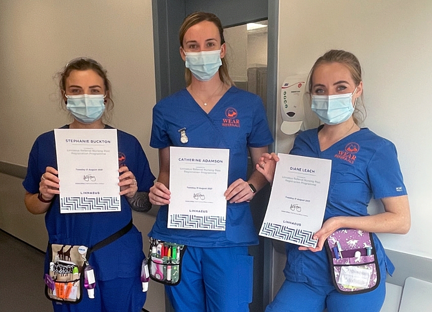 From left, Wear Referrals RVNs Stephanie Buckton, Catherine Adamson and Diane Leach, who have all completed the Linnaeus referral nursing post-registration programme (PRP).