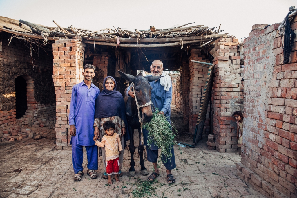 Khadim and Zabaida Ali with mule, Pakistan. (Credit, Brooke - Freya Dowson)