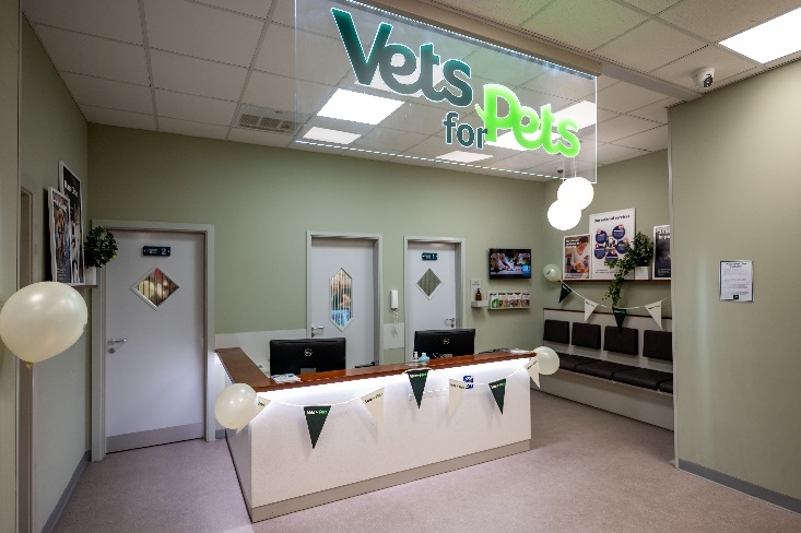 New reception area at Vets for Pets Basildon Pitsea